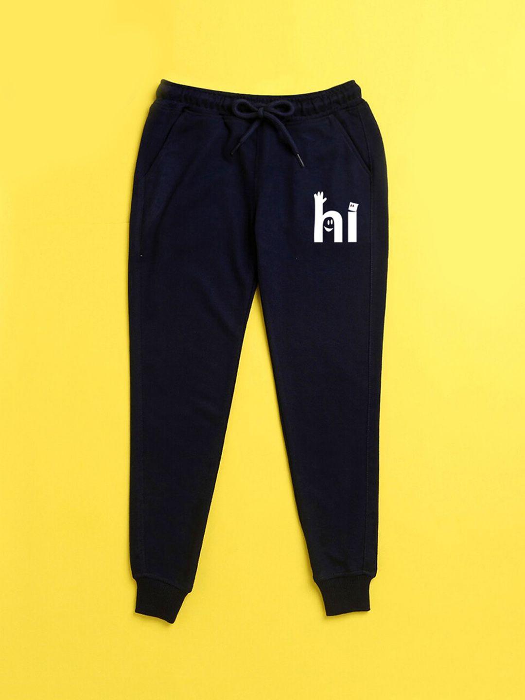 nusyl kids navy blue printed joggers