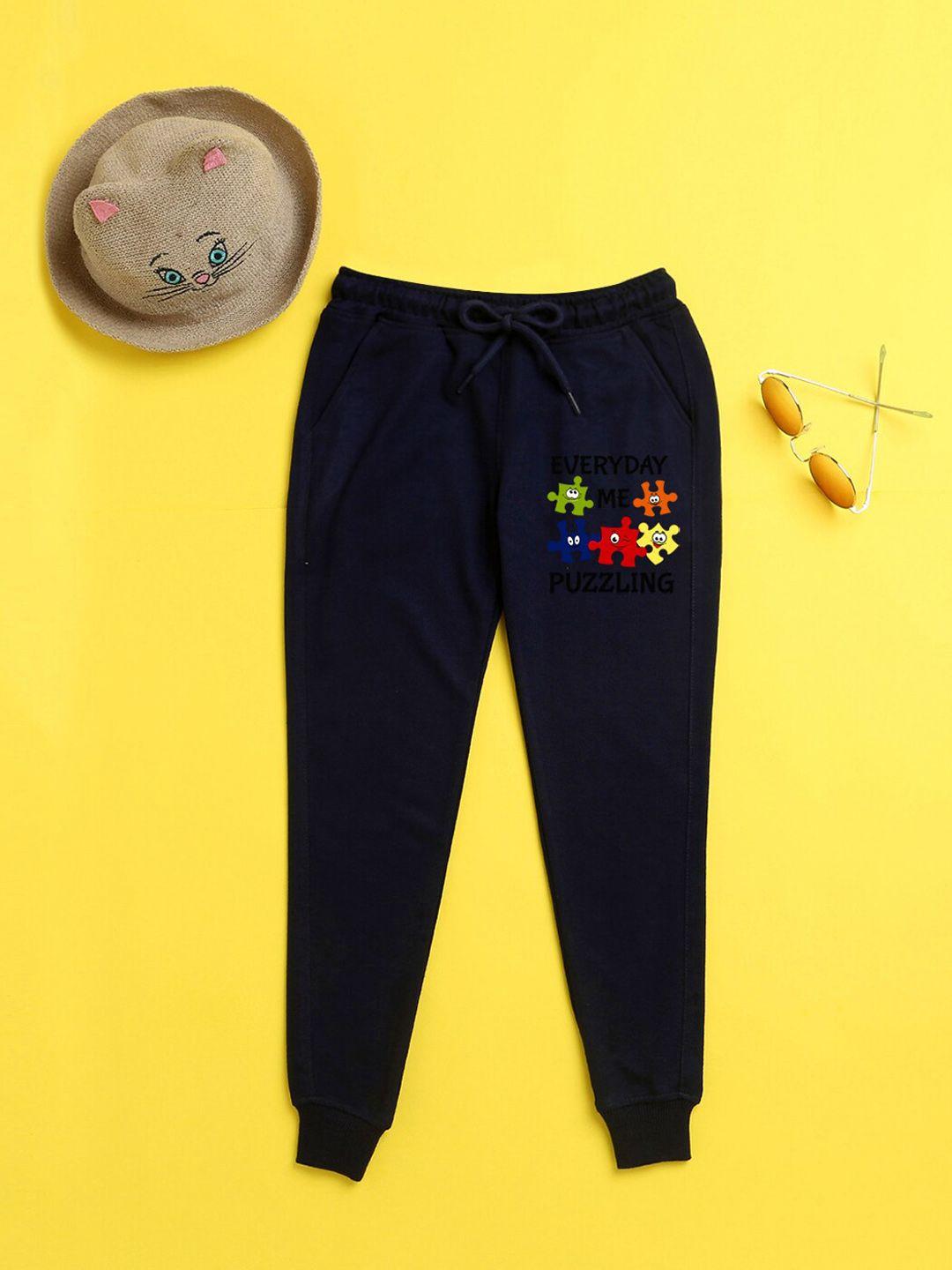 nusyl kids navy blue printed joggers