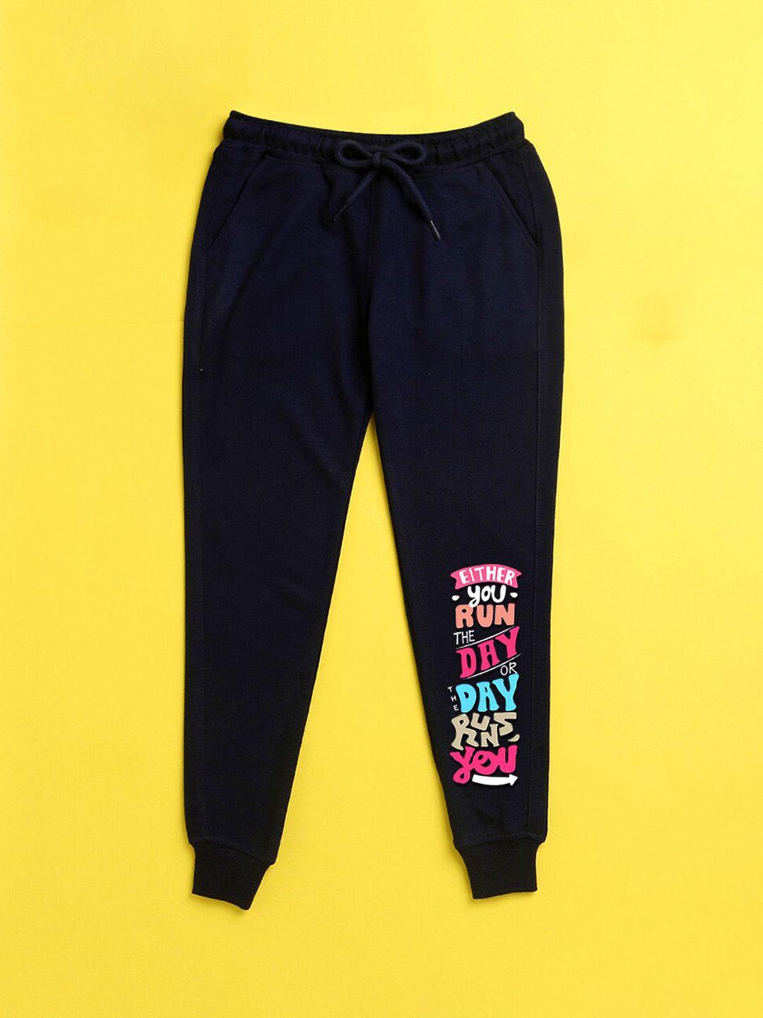 nusyl kids navy blue printed joggers