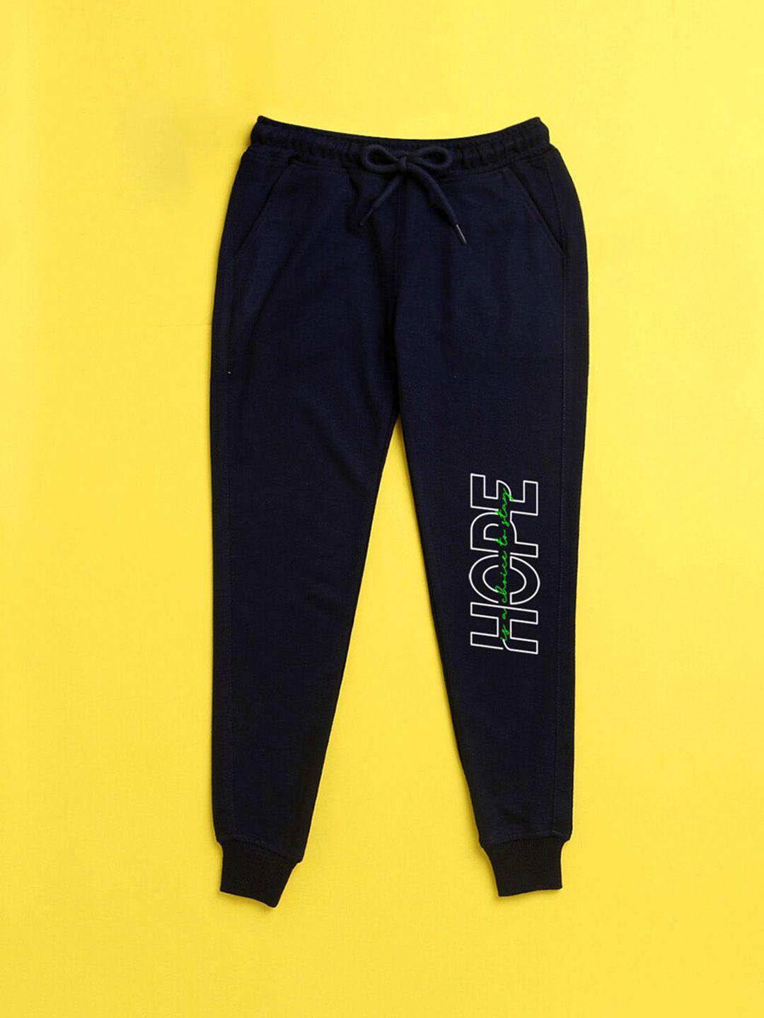 nusyl kids navy blue printed joggers