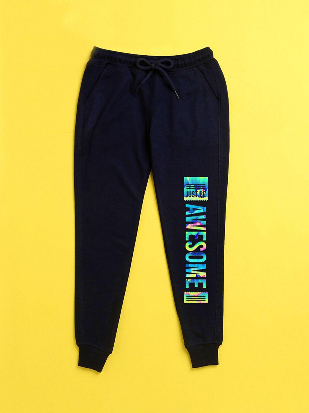 nusyl kids navy blue printed joggers