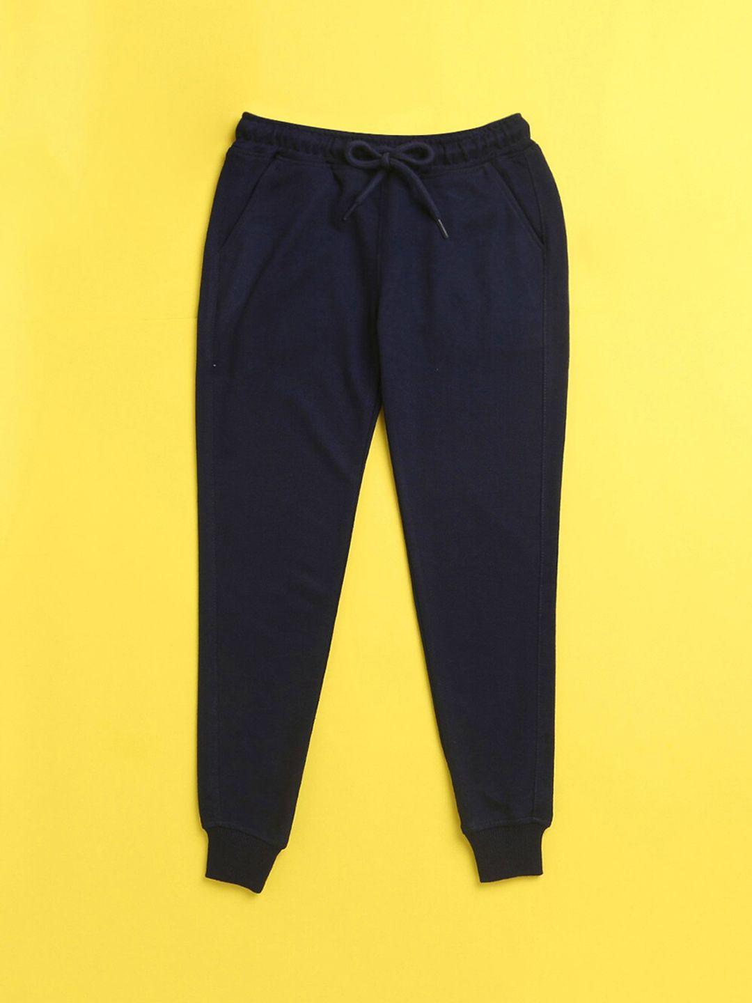 nusyl kids navy blue solid joggers