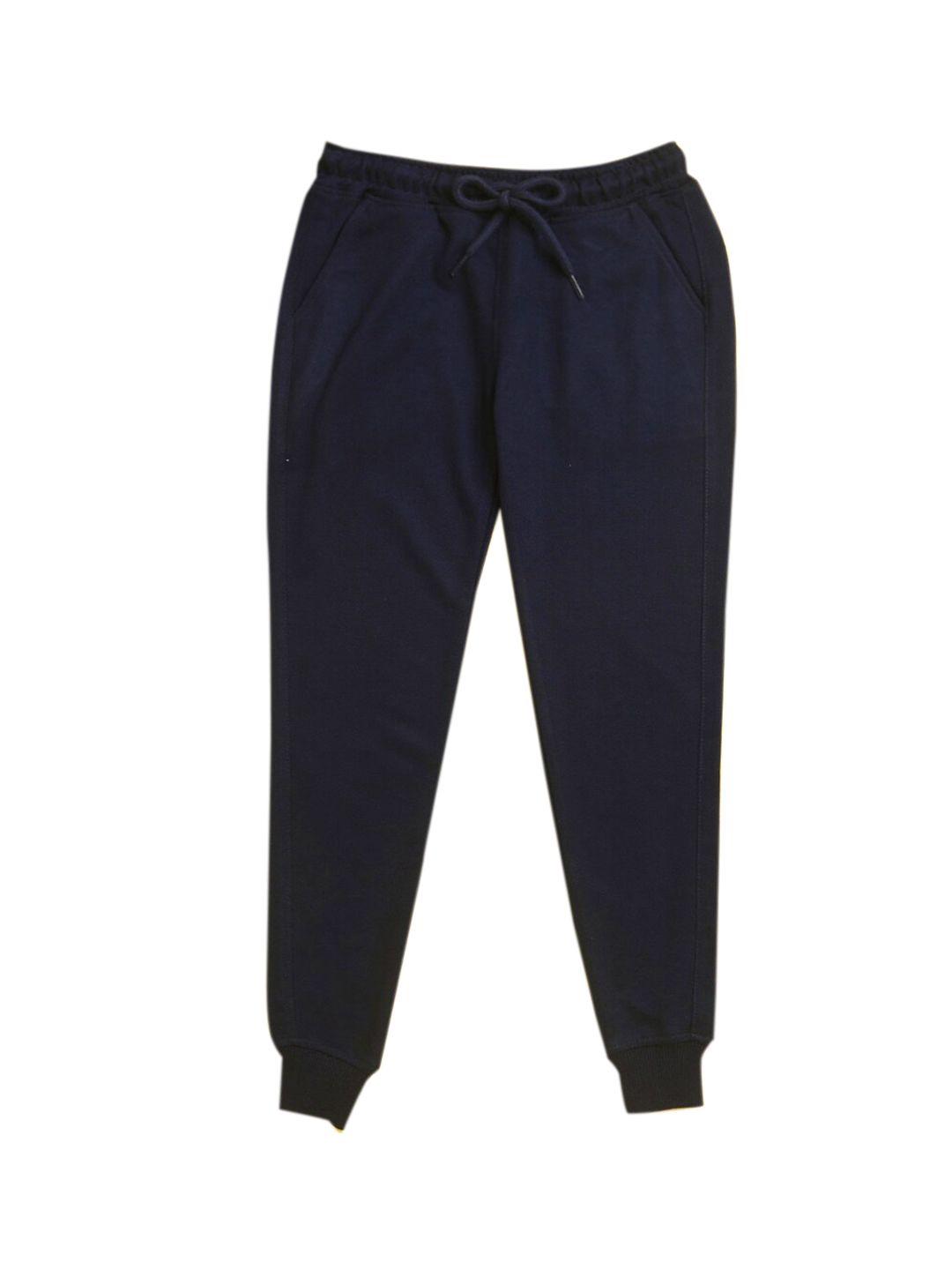 nusyl kids navy blue solid joggers