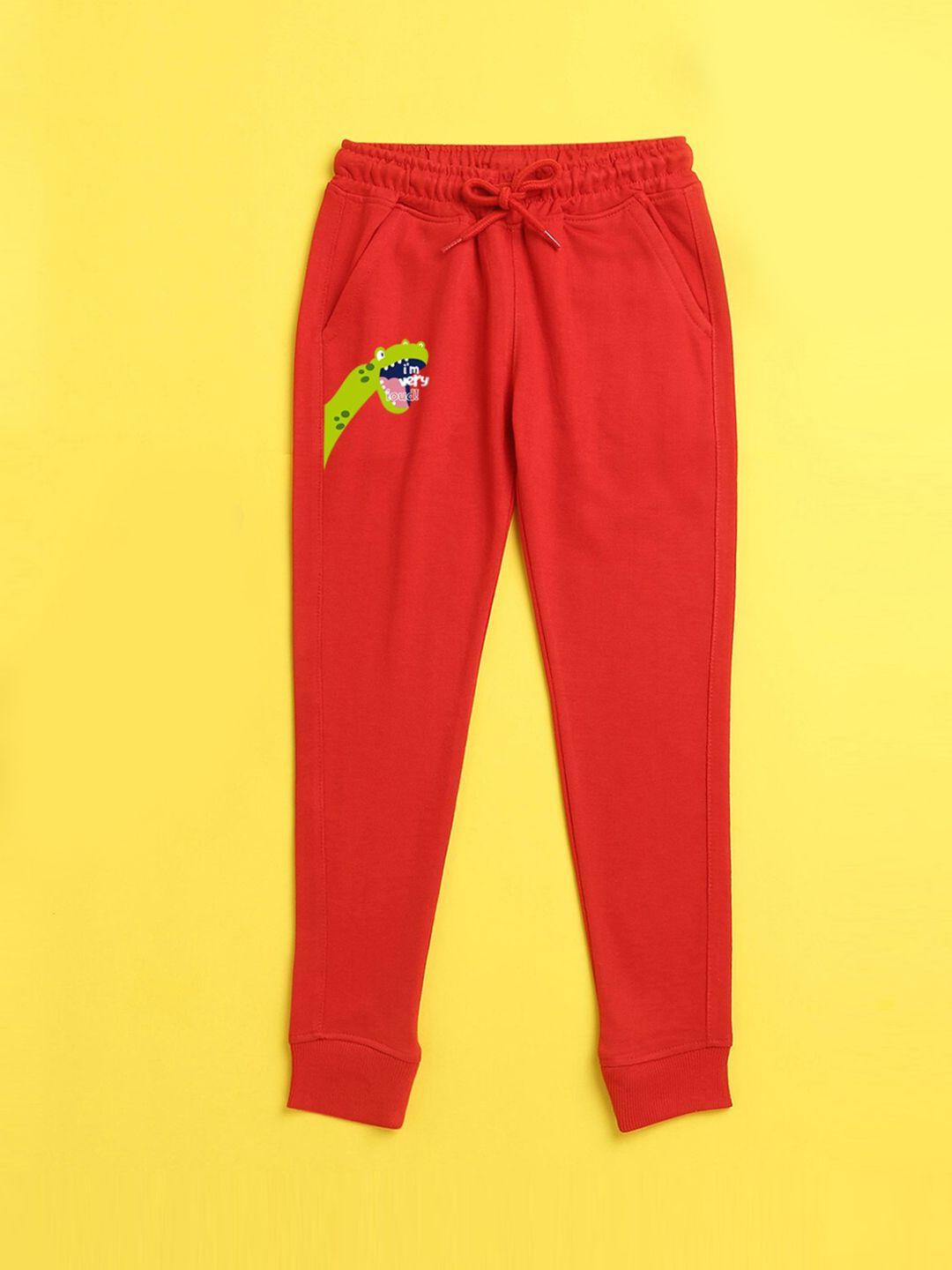 nusyl kids red printed joggers