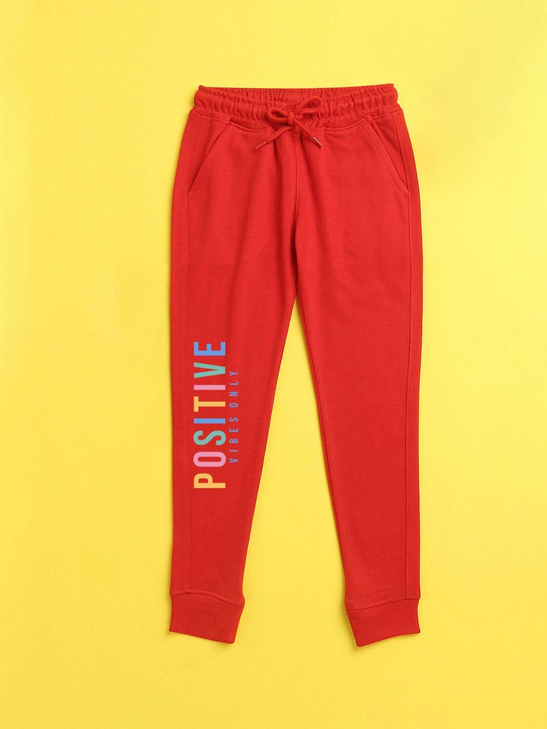 nusyl kids red printed joggers