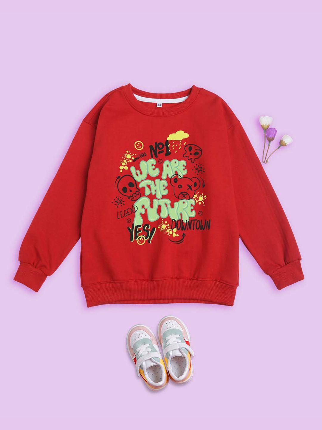 nusyl kids typography printed fleece pullover oversized sweatshirt