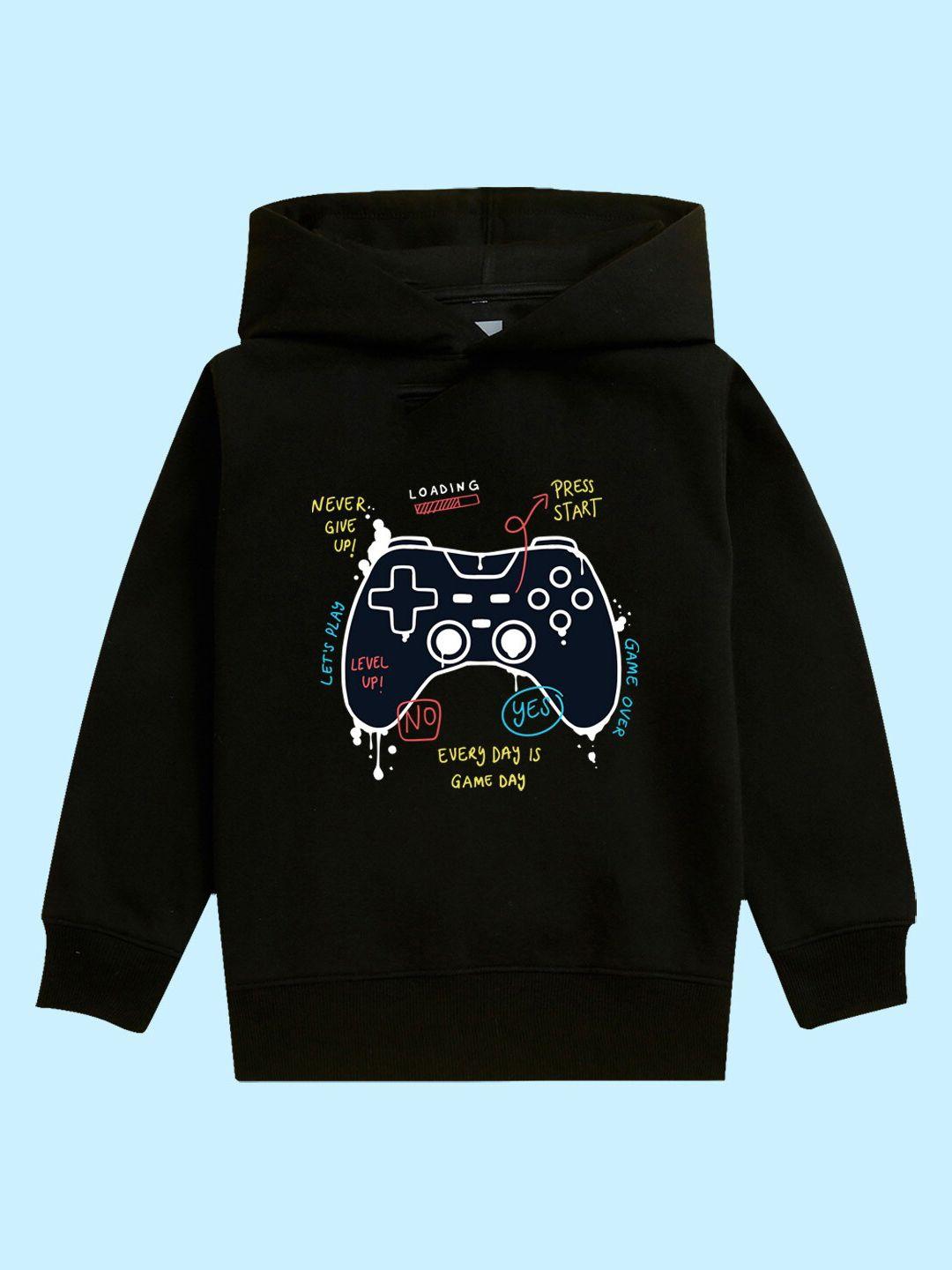 nusyl kids typography printed hooded pullover sweatshirt