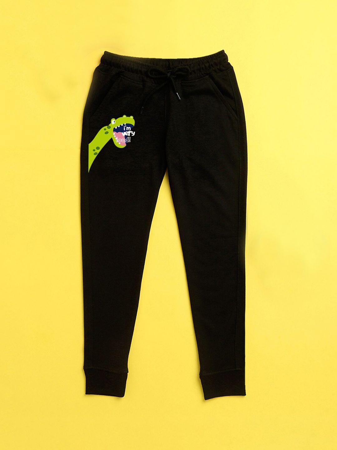 nusyl kids unisex black printed joggers