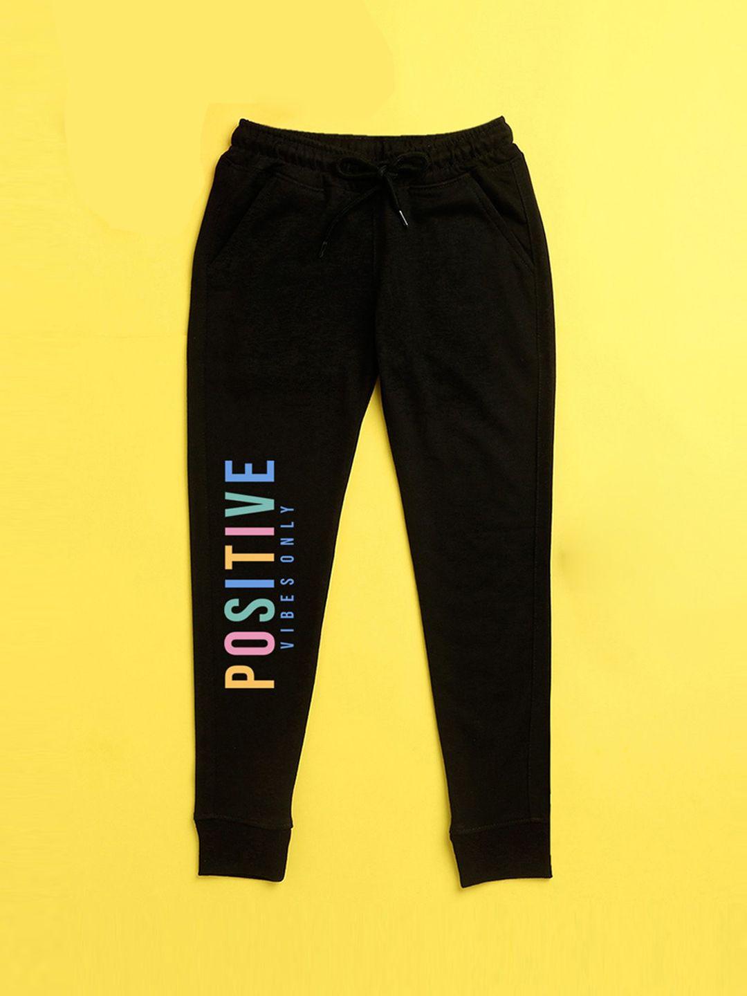 nusyl kids unisex black text printed joggers