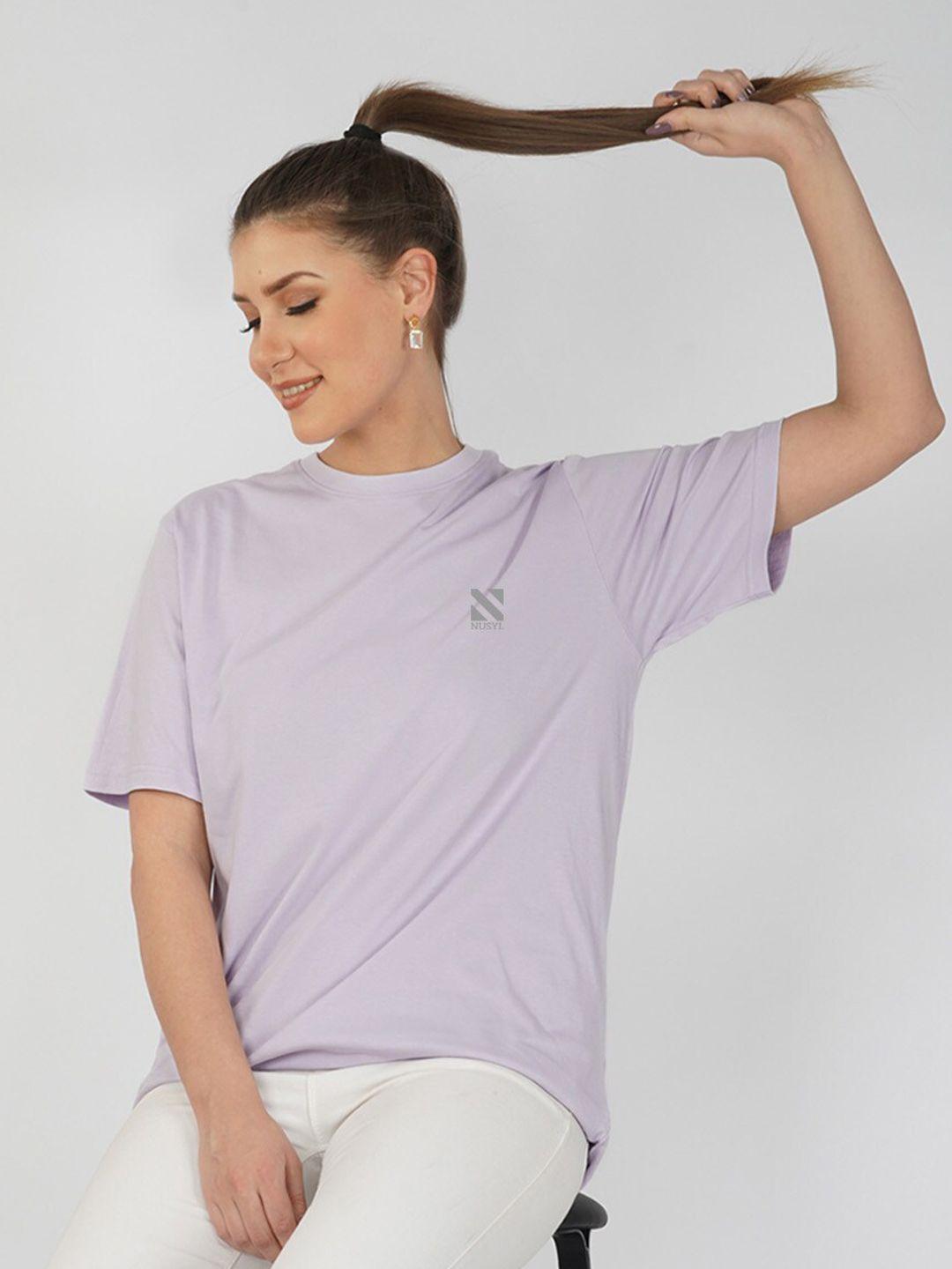 nusyl round neck drop shoulder sleeves loose fit t-shirt