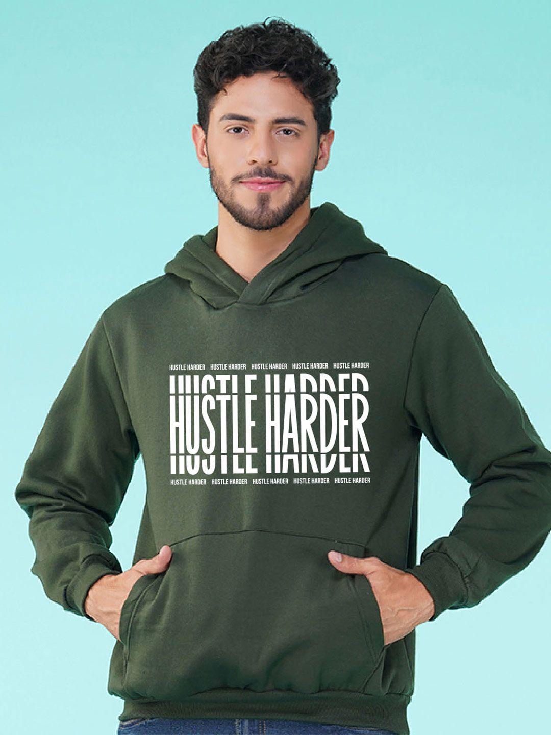 nusyl typography printed hooded fleece sweatshirt