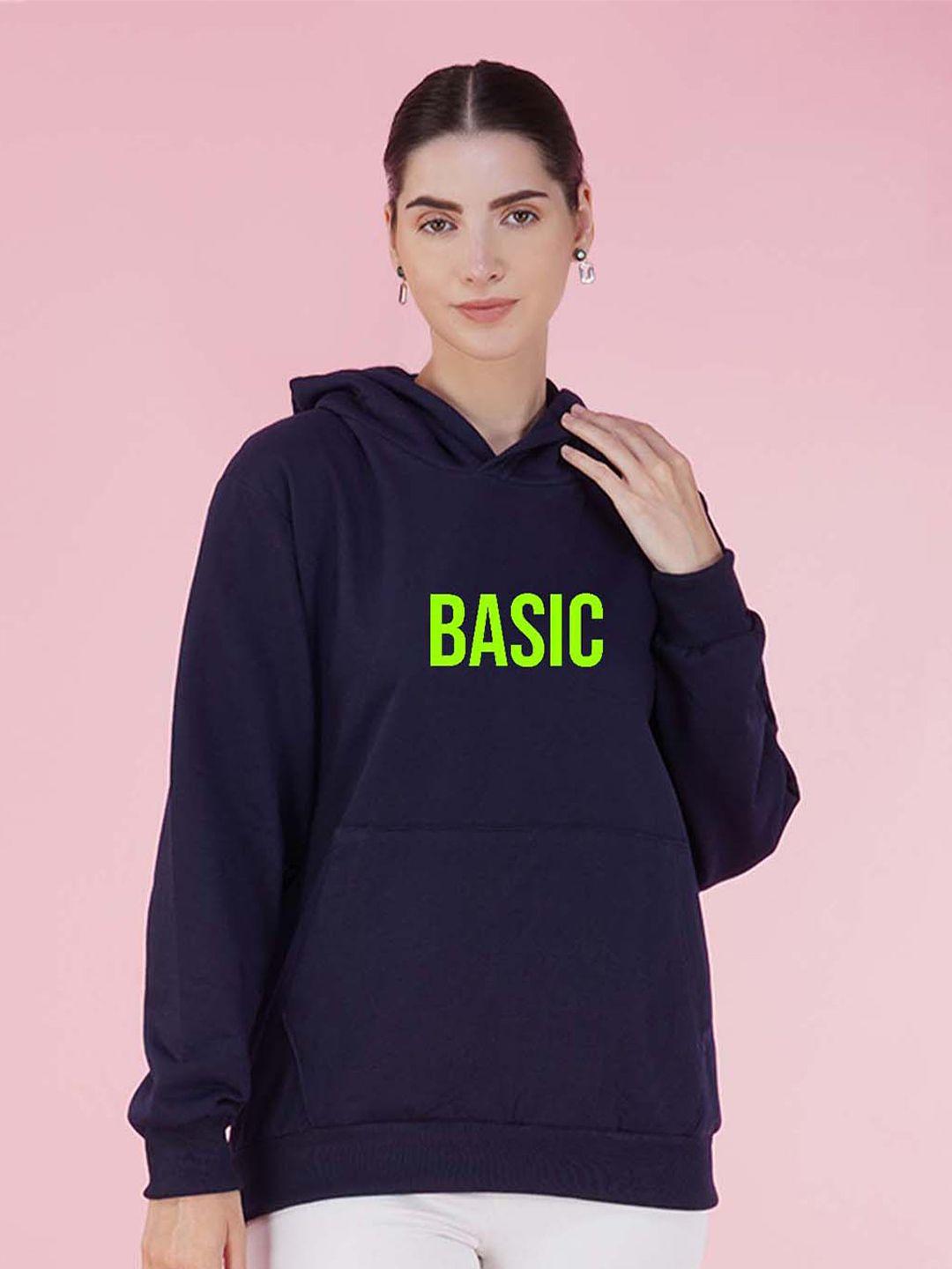 nusyl typography printed hooded oversized fleece pullover sweatshirt