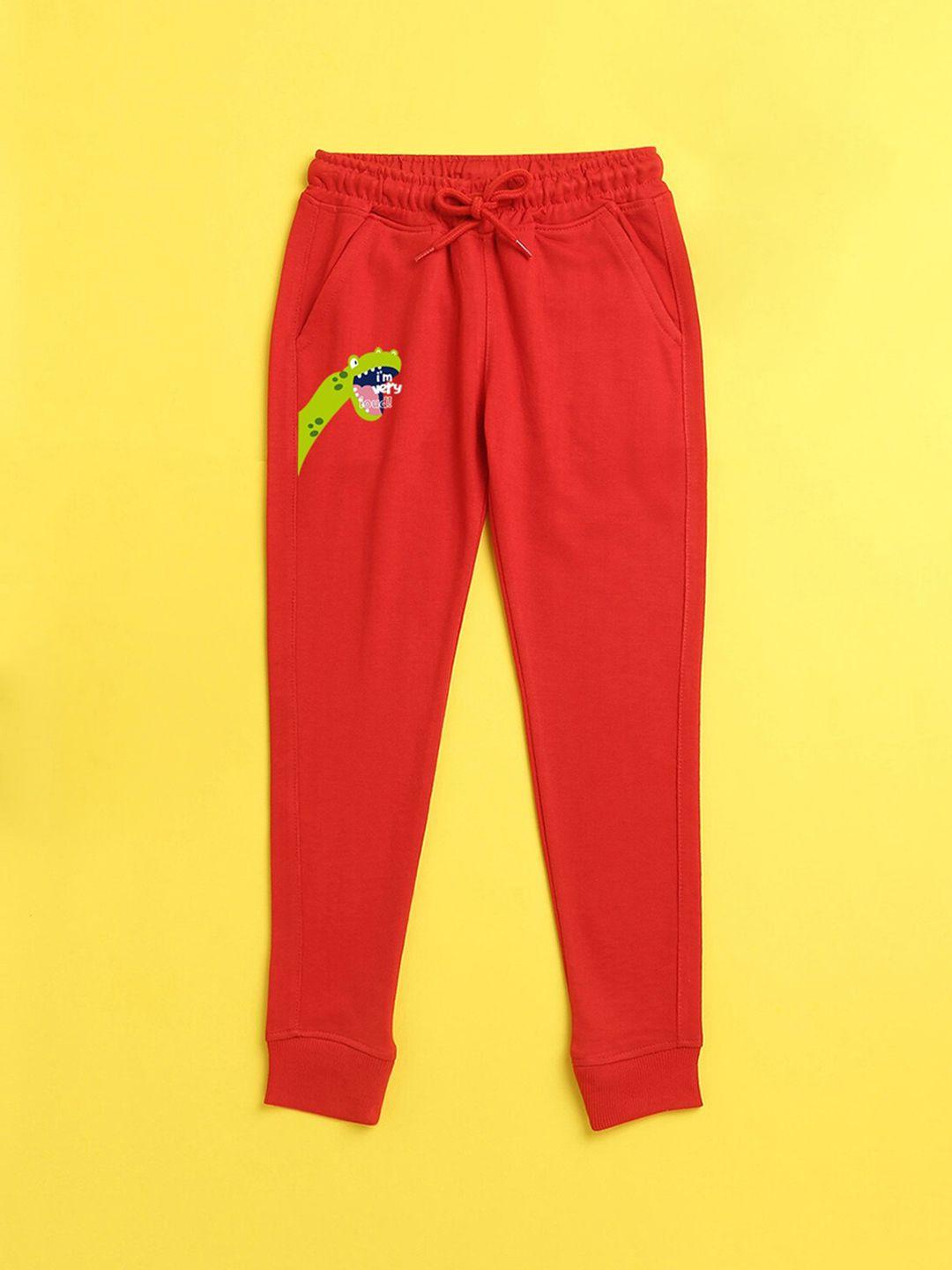 nusyl unisex kids red printed joggers