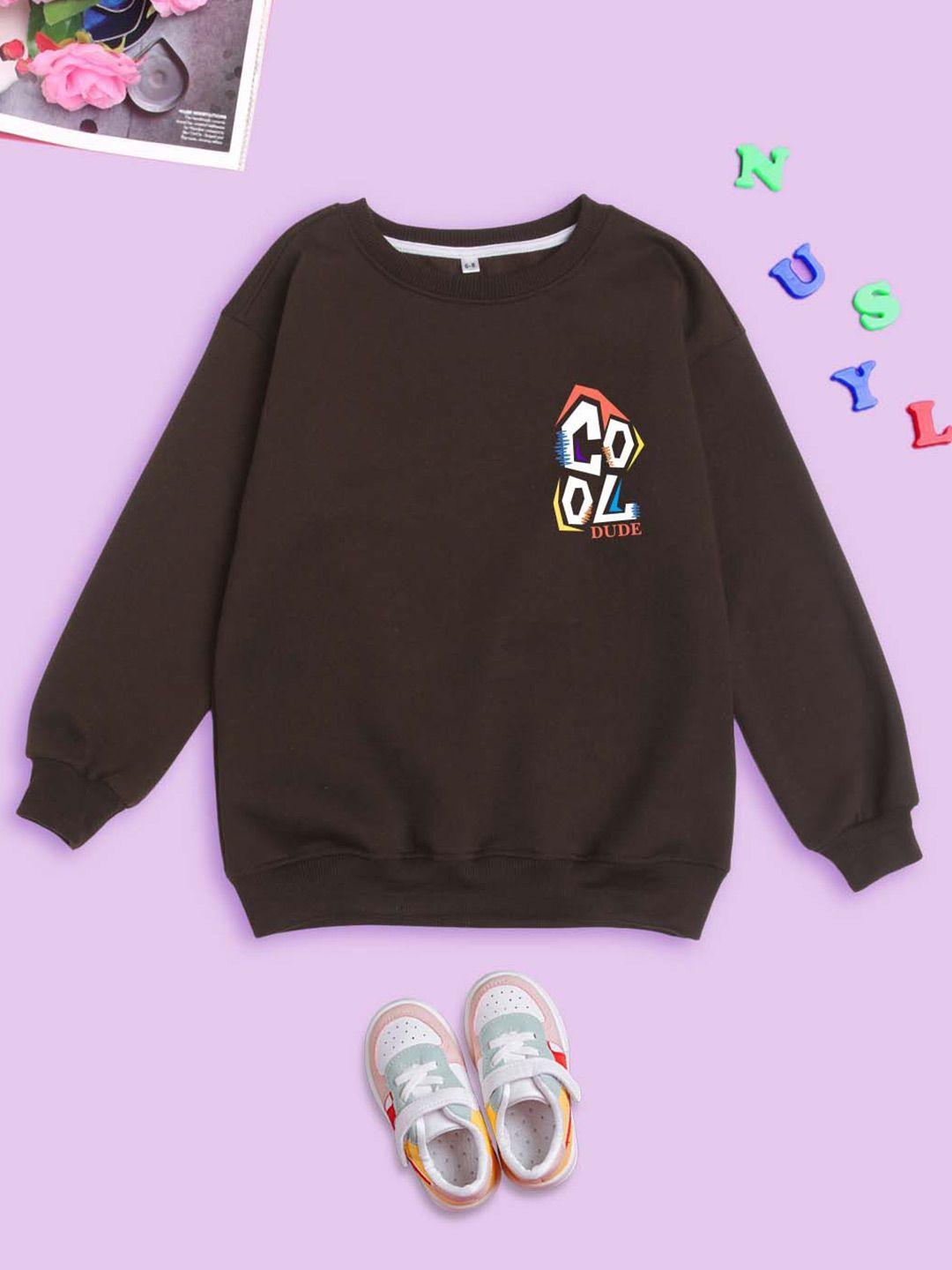 nusyl unisex kids typography printed fleece oversized pullover sweatshirt