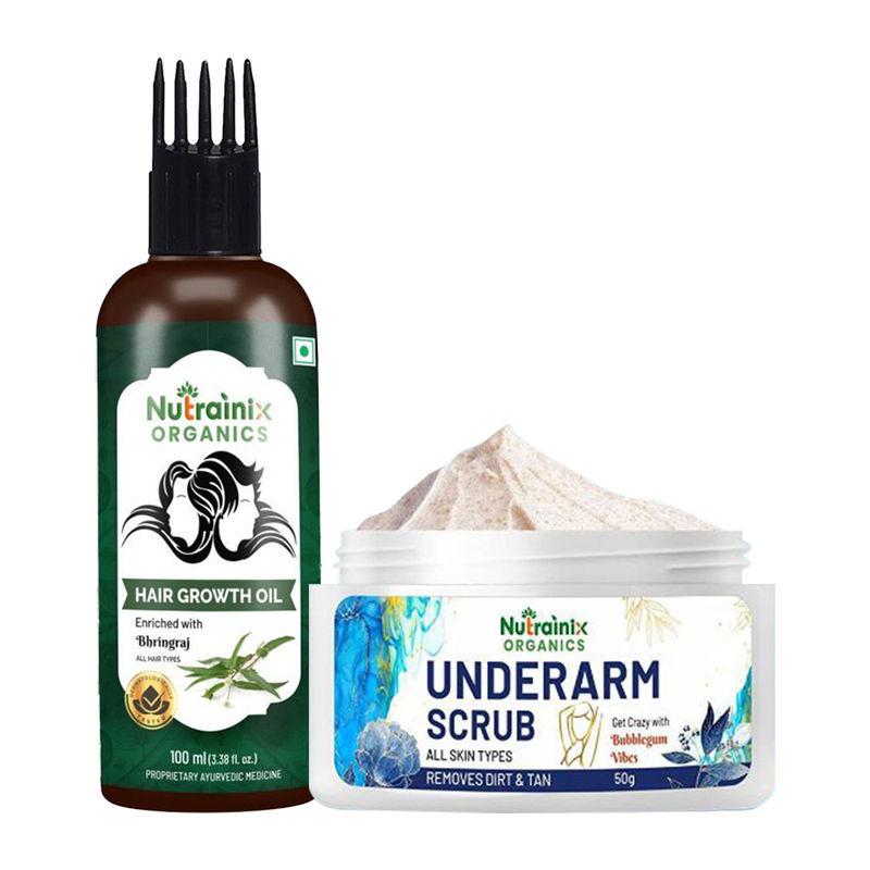 nutrainix organics underarm scrub + hair growth oil
