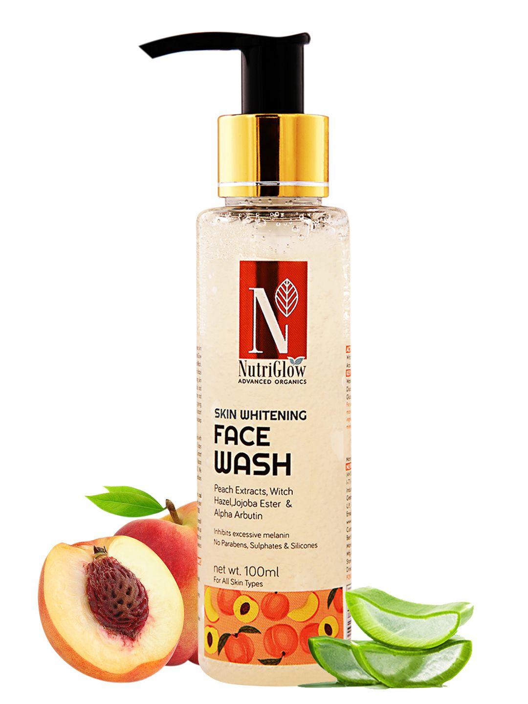 nutriglow advanced organics skin whitening sustainable face wash with peach extracts 100 ml