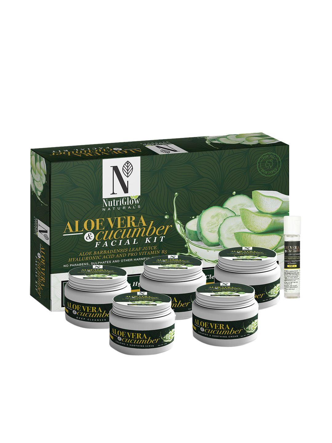 nutriglow naturals aloe vera & cucumber sustainable facial kit 250 g+10ml