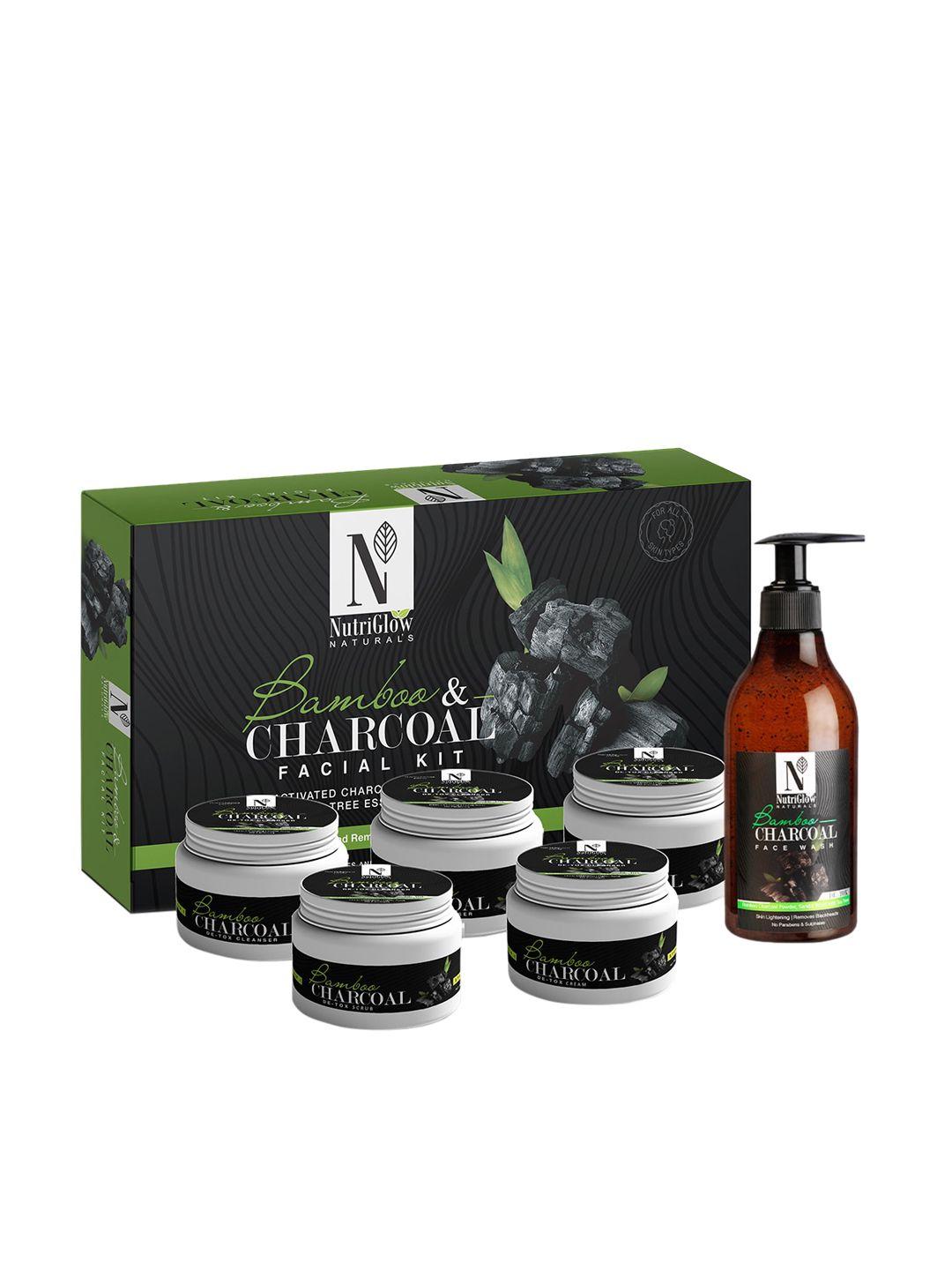 nutriglow naturals bamboo charcoal facial kit 250g+10ml bamboo charcoal face wash 150ml