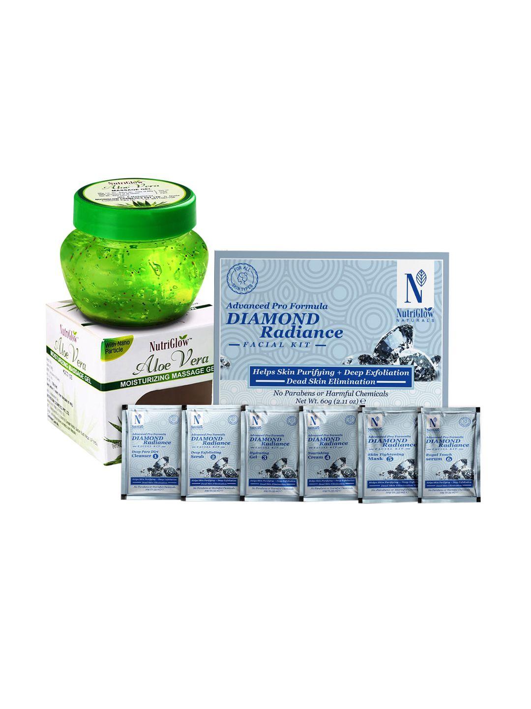 nutriglow naturals diamond radiance facial kit 60 g aloe vera massage gel 100 g