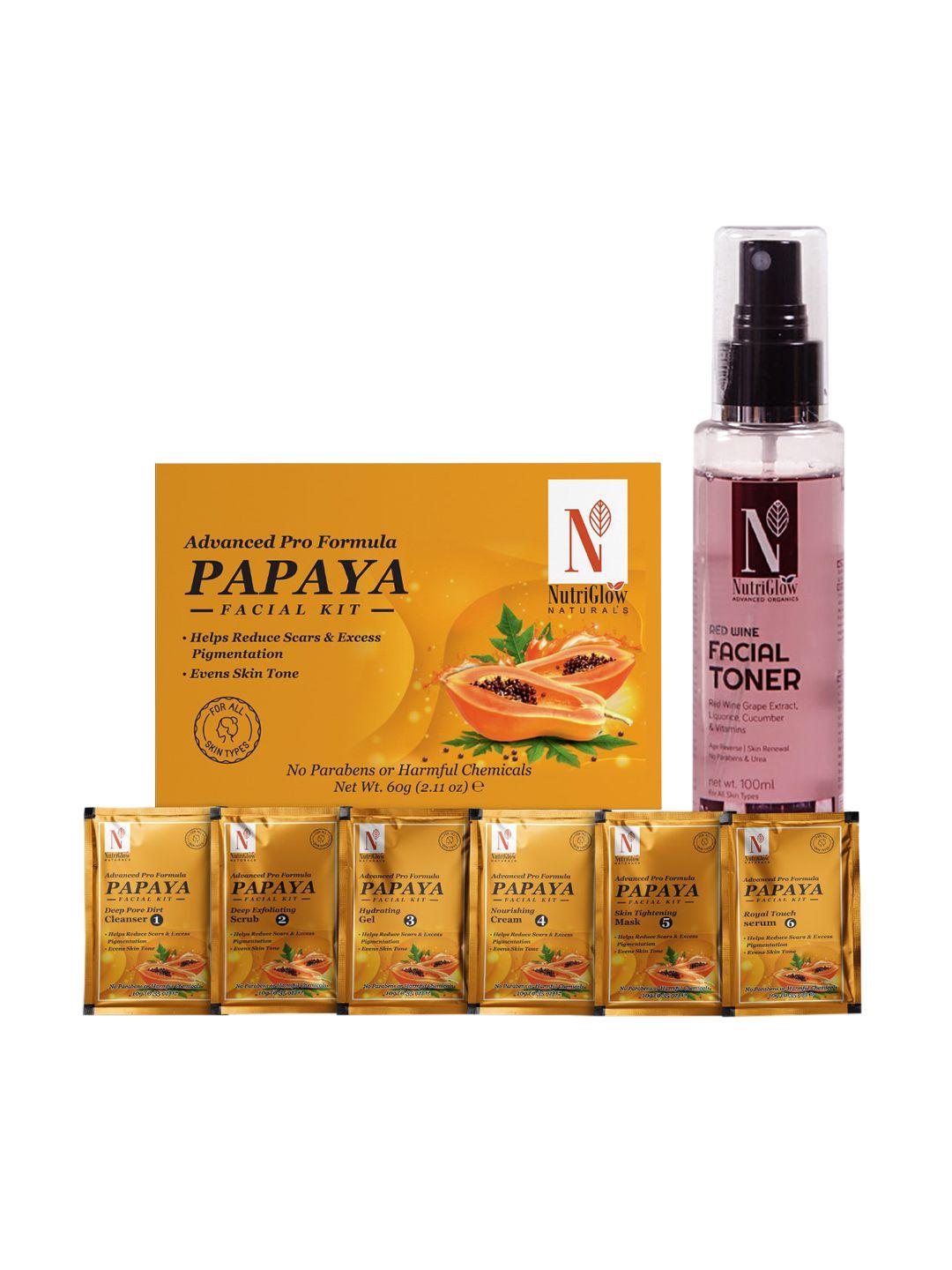 nutriglow naturals papaya facial kit and red wine facial toner