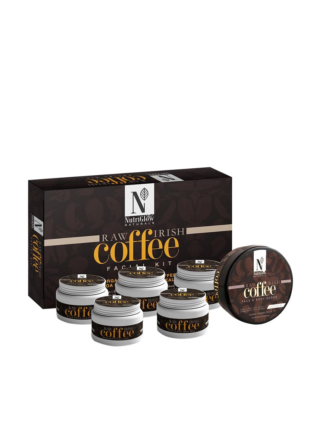 nutriglow naturals raw irish coffee facial kit 250 g + 10 ml face body scrub 200 g