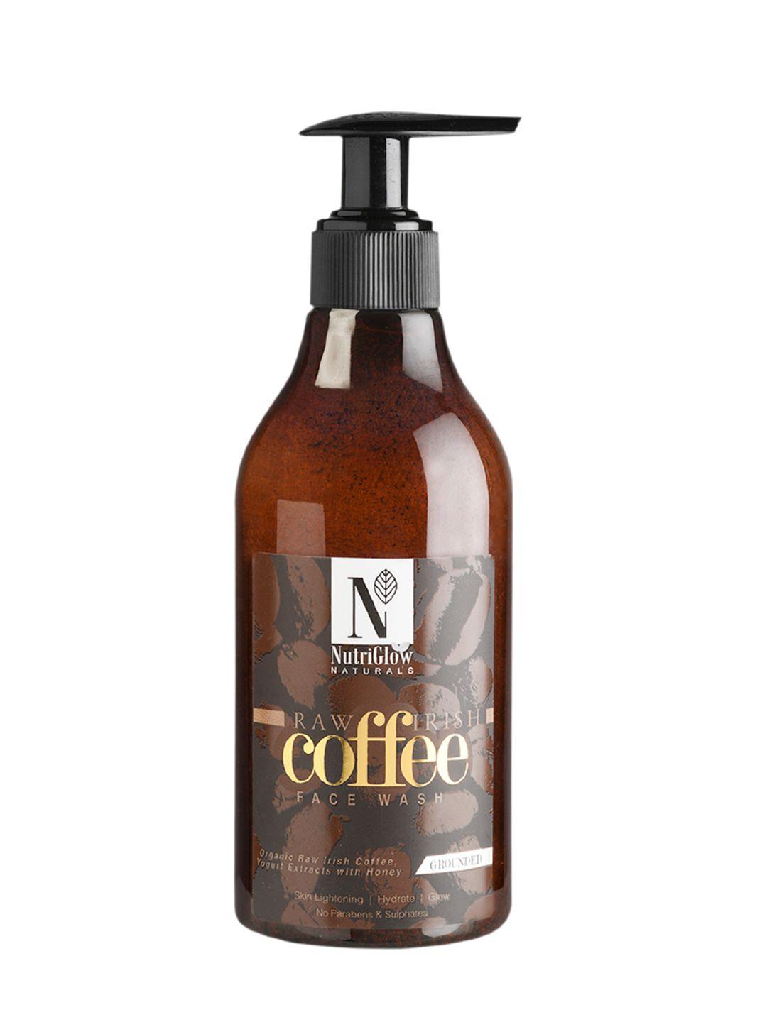 nutriglow naturals raw irish coffee sustainable face wash for skin lightening hydrate glow - 300 ml