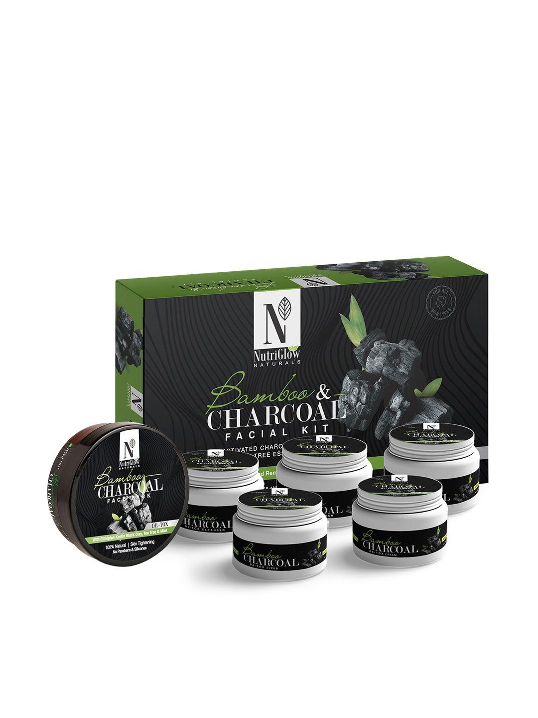nutriglow naturals set of 2 bamboo & charcoal facial kit 250g+10ml & face pack 200g