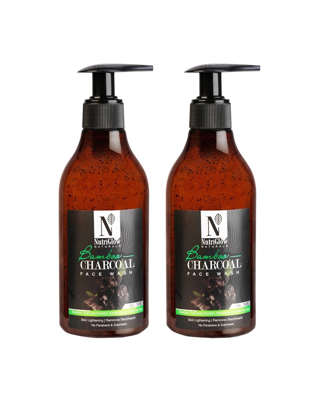 nutriglow naturals set of 2 bamboo charcoal sustainable face wash 300 ml each