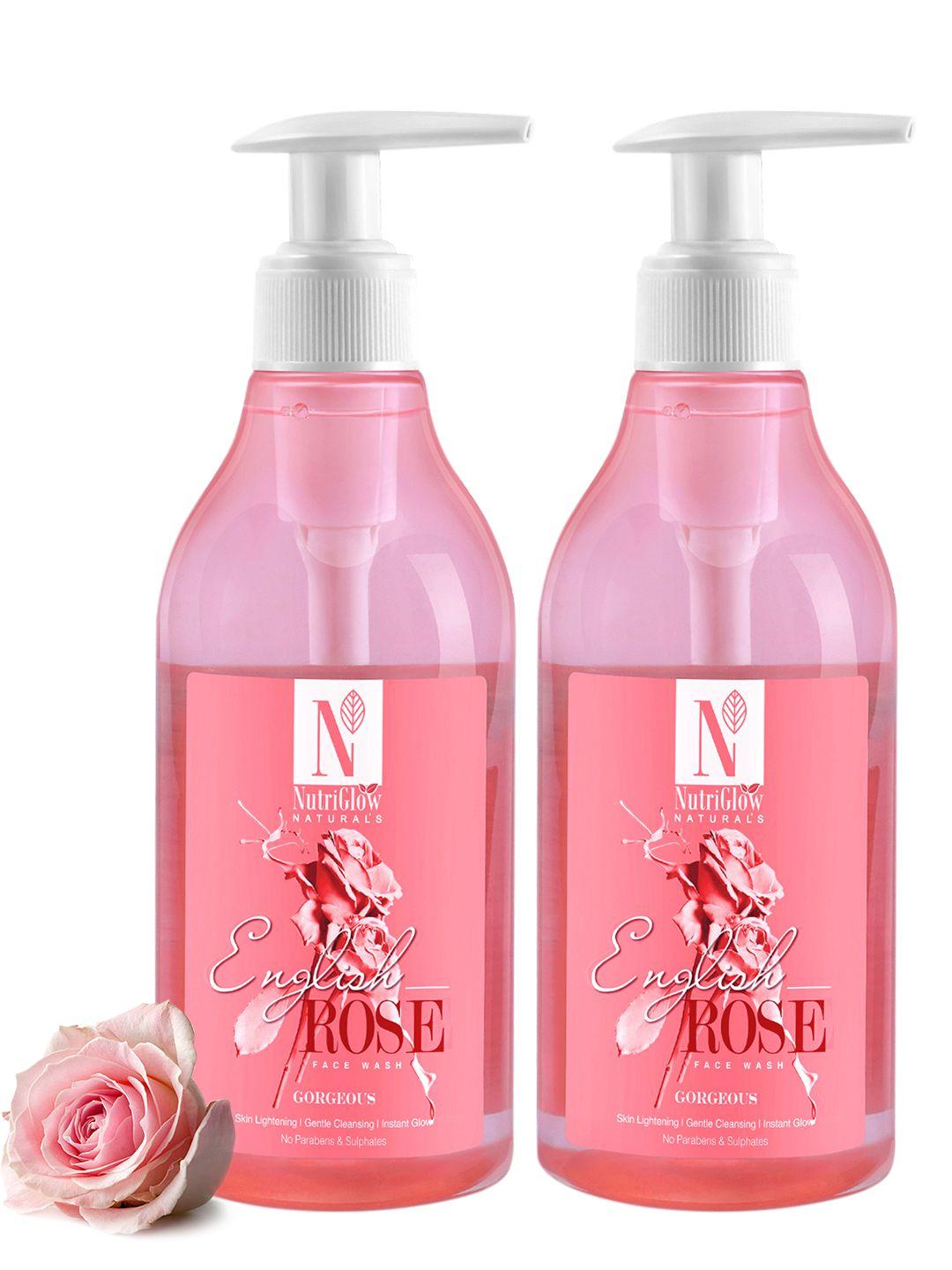 nutriglow naturals set of 2 english rose sustainable face wash for skin lightening 300ml each
