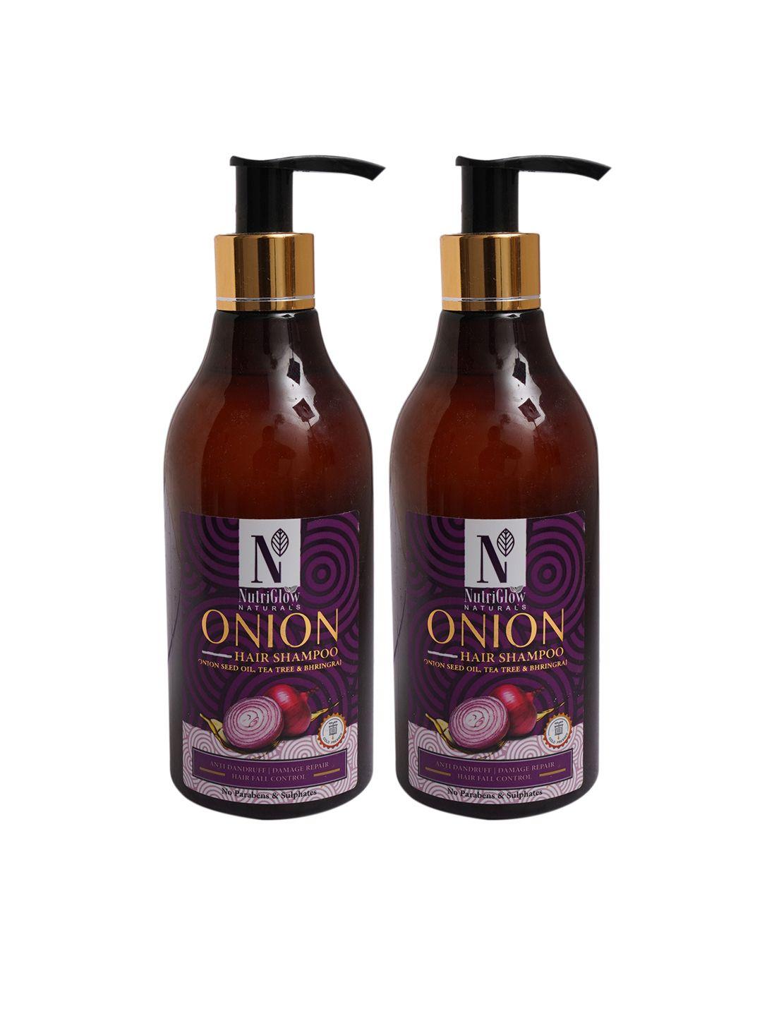nutriglow naturals set of 2 onion dry damage repair hair shampoo 300 ml each