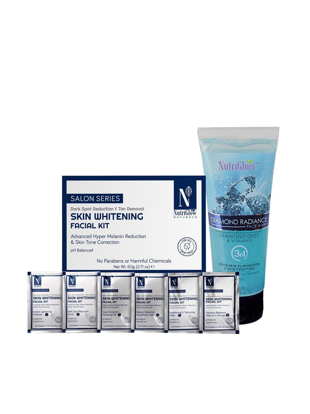 nutriglow naturals skin whitening facial kit (60gm) and diamond face wash (65ml)
