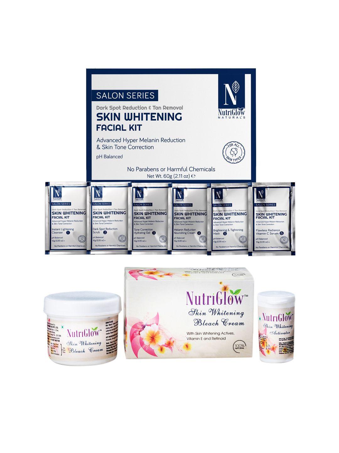 nutriglow naturals skin whitening facial kit 60 g skin whitening bleach cream 43 g