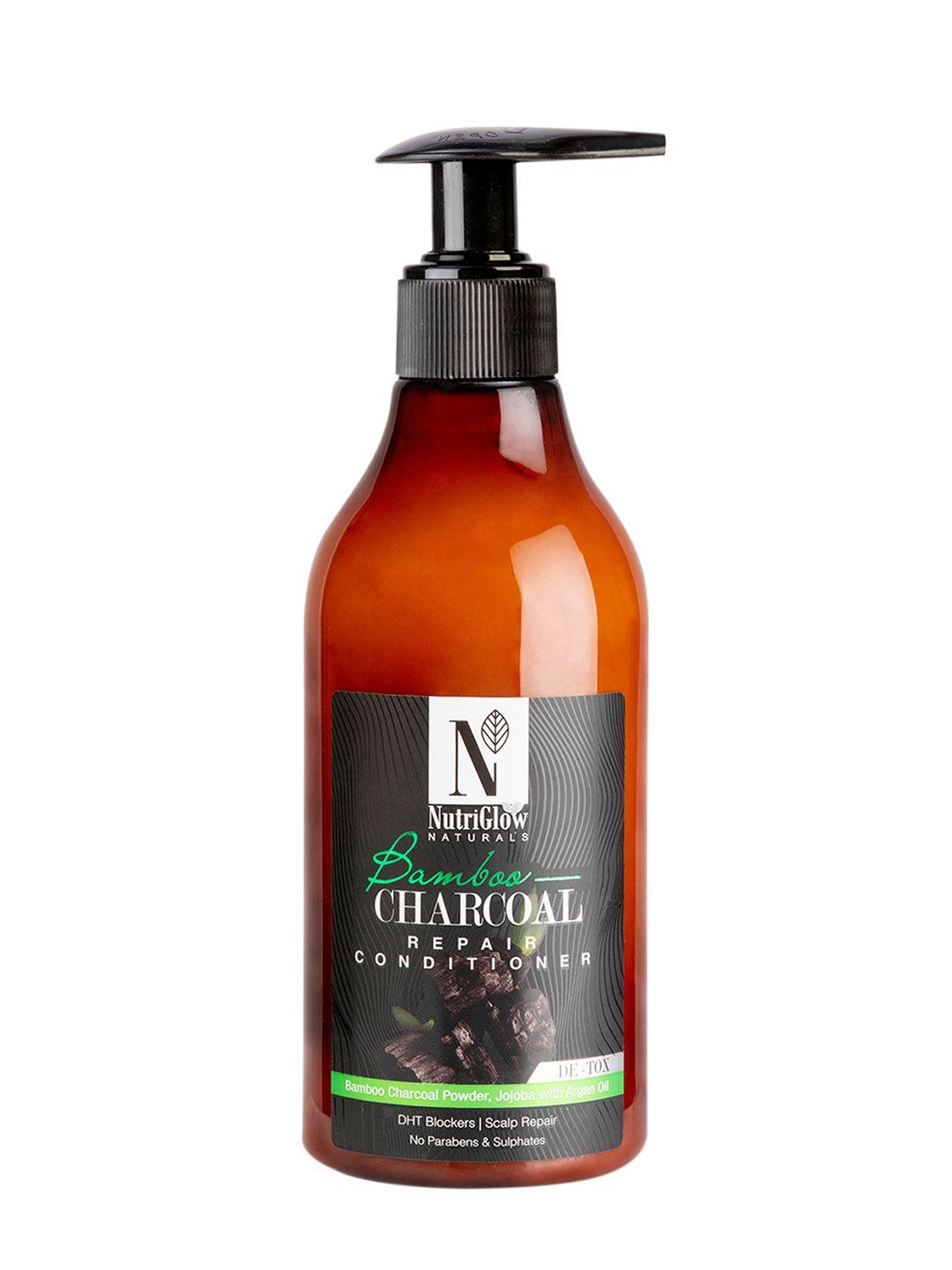 nutriglow naturals sustainable bamboo charcoal repair conditioner with charcoal powder 300 ml