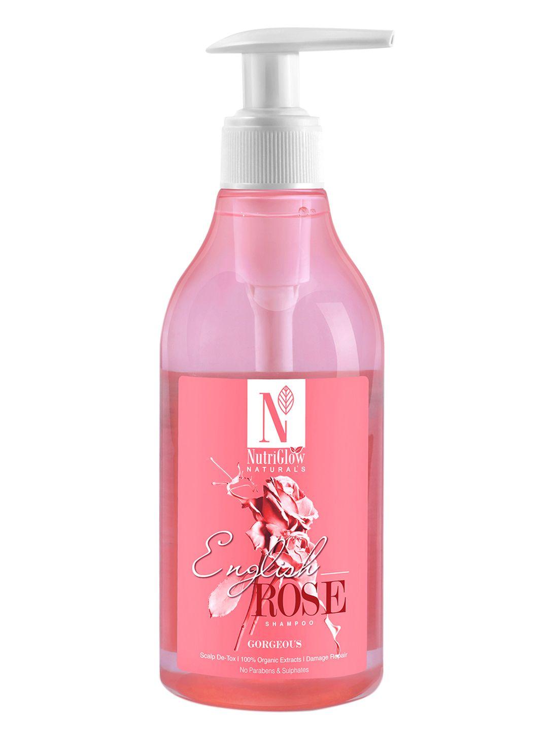 nutriglow naturals unisex english rose shampoo with 100% organic extracts 300 ml
