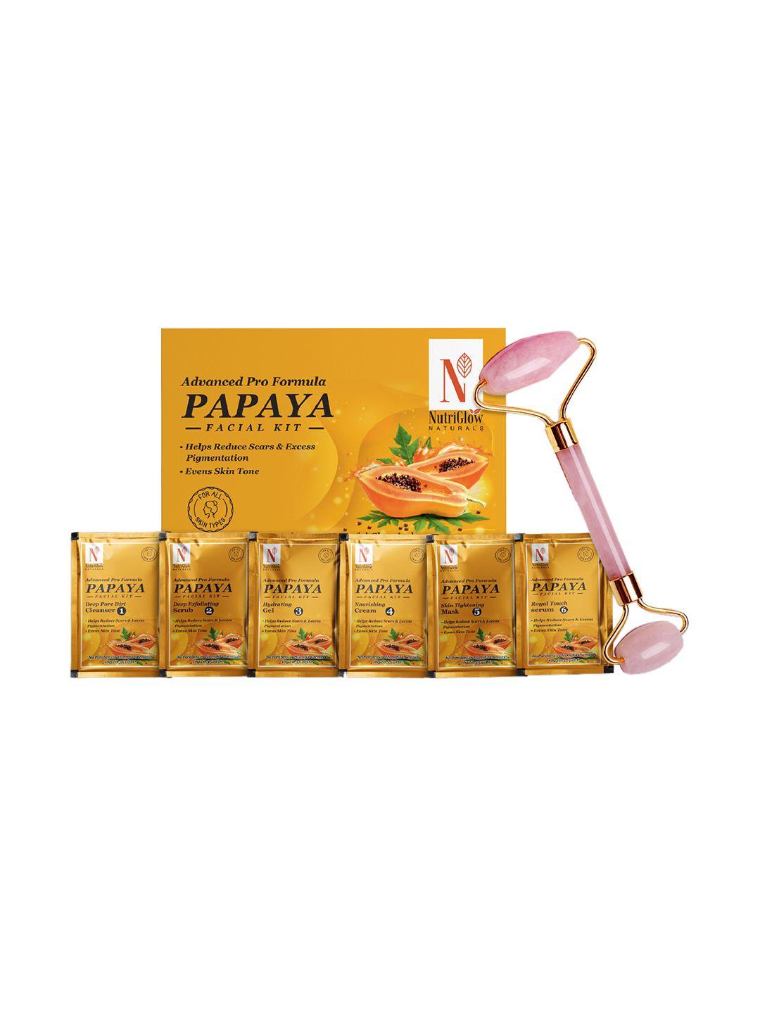 nutriglow naturals vegan advanced pro formula papaya facial kit 60g with jade roller