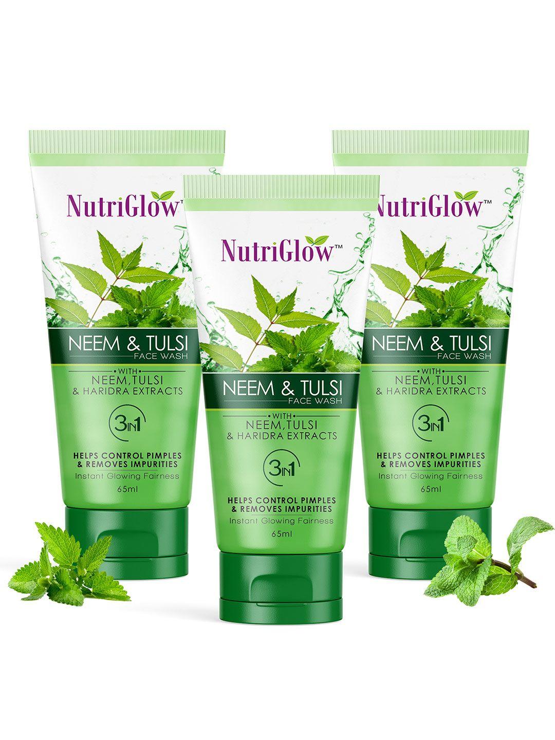 nutriglow pack of 3 neem & tulsi sustainable face wash