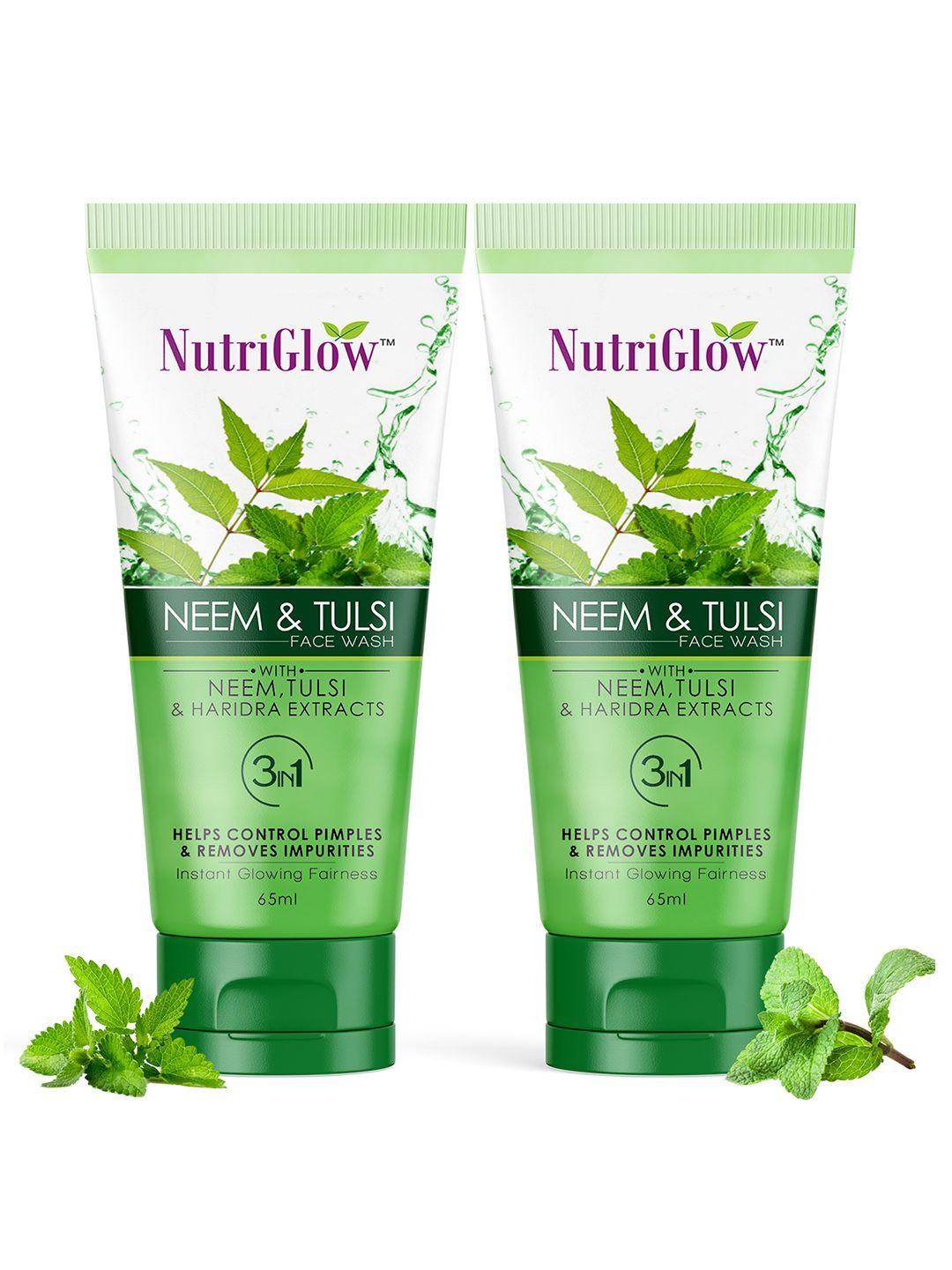 nutriglow set of 2 neem & tulsi sustainable sustainable face wash 65 ml