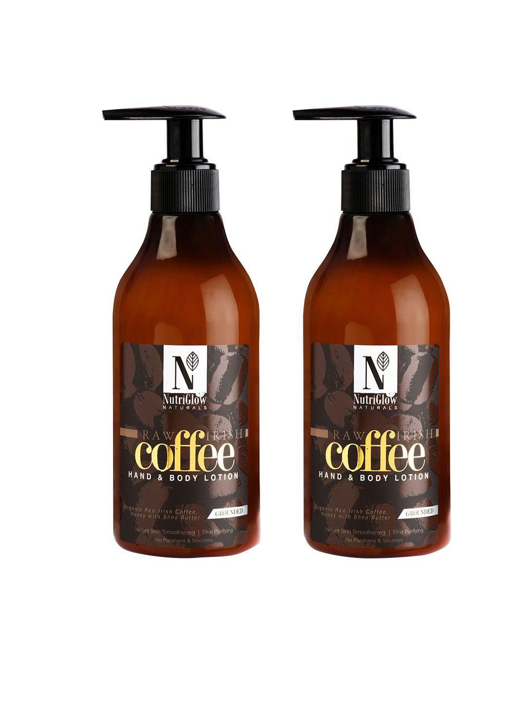 nutriglow set of naturals raw irish coffee sustainable hand & body lotions 300ml each