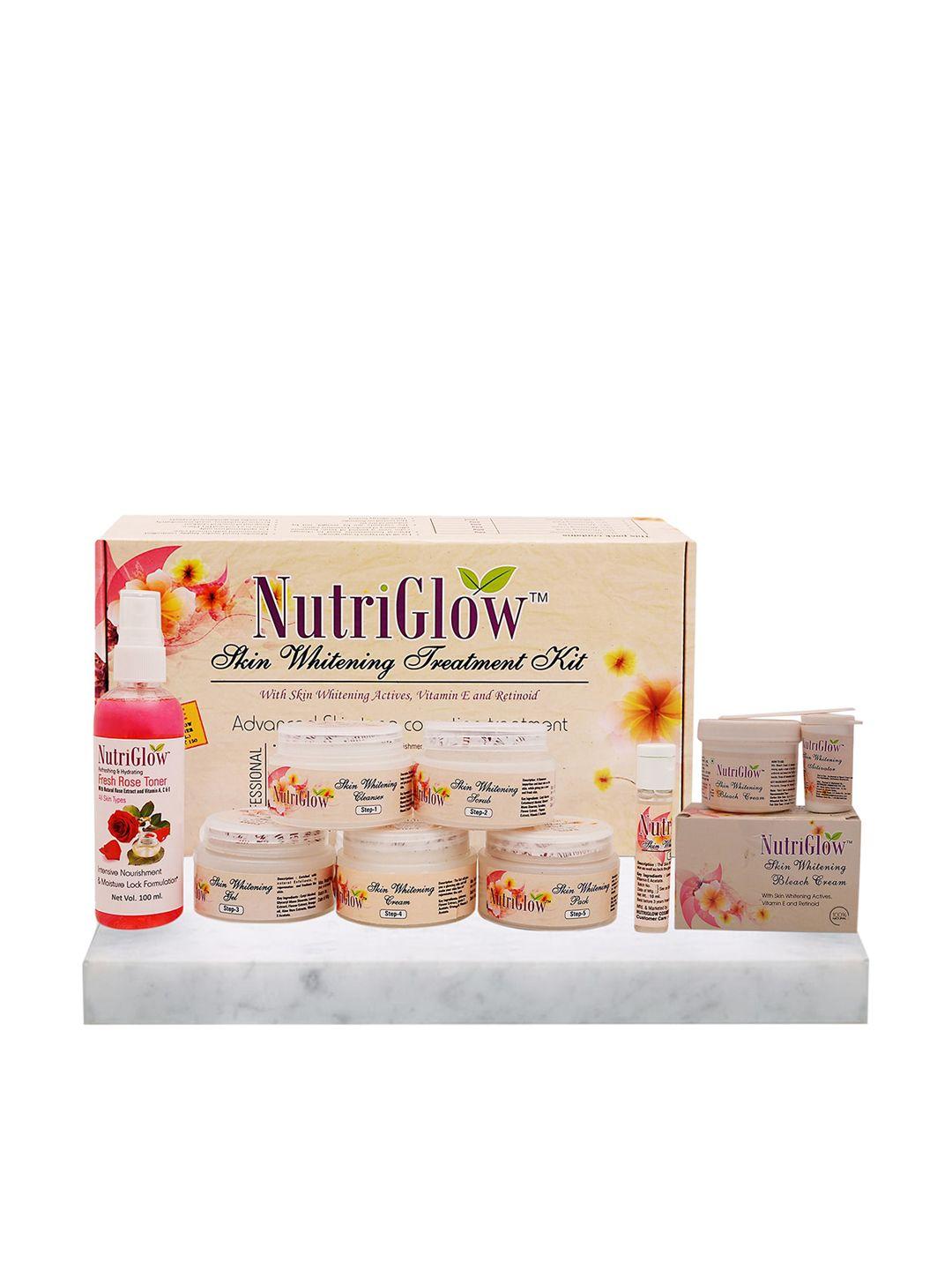 nutriglow skin whitening treatment facial kit with face toner & bleach cream