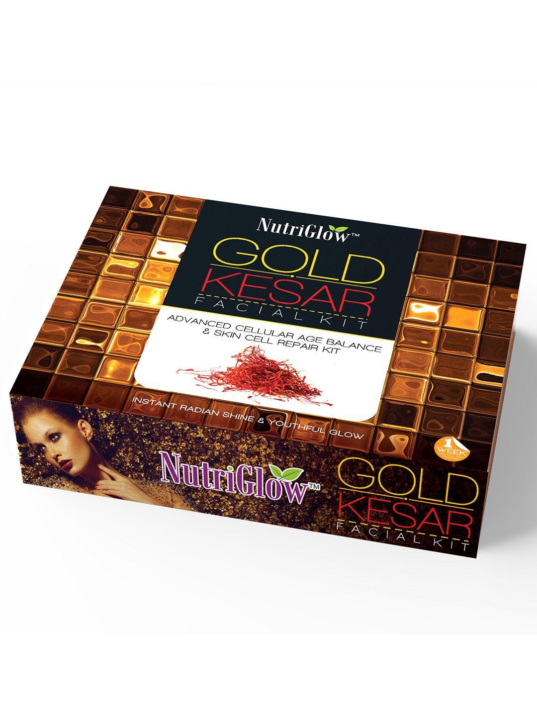 nutriglow sustainable 6-pieces of gold kesar facial kit for skin care, acne remove 250g+10ml