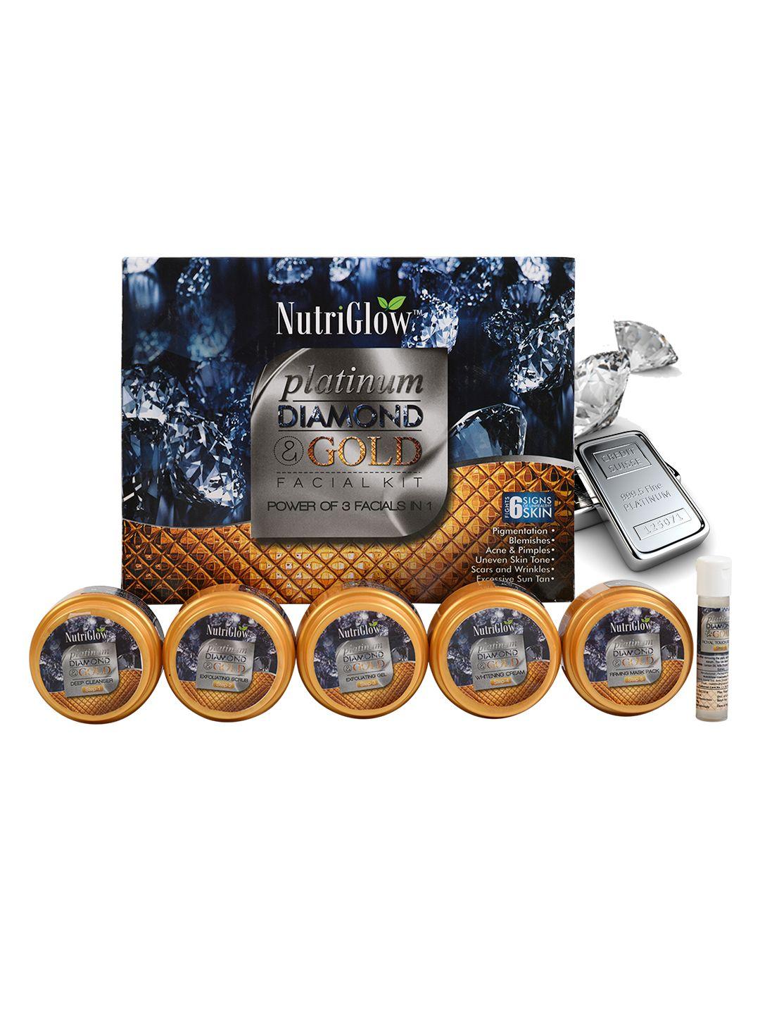 nutriglow sustainable power of 3 platinum, diamond & gold facial kit