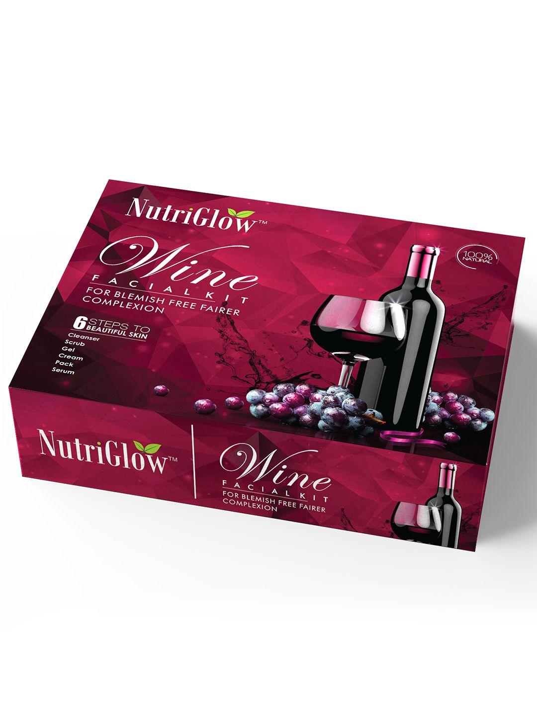 nutriglow sustainable sustainable 6-pieces of wine facial kit skin care,acne remove, 250g+10ml