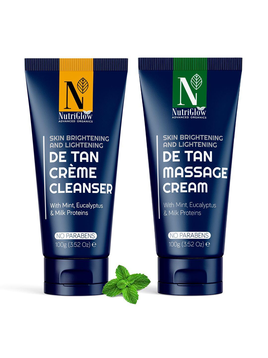 nutriglow advanced organics 2-pack sustainable de tan massage cream & cleanser,100g each