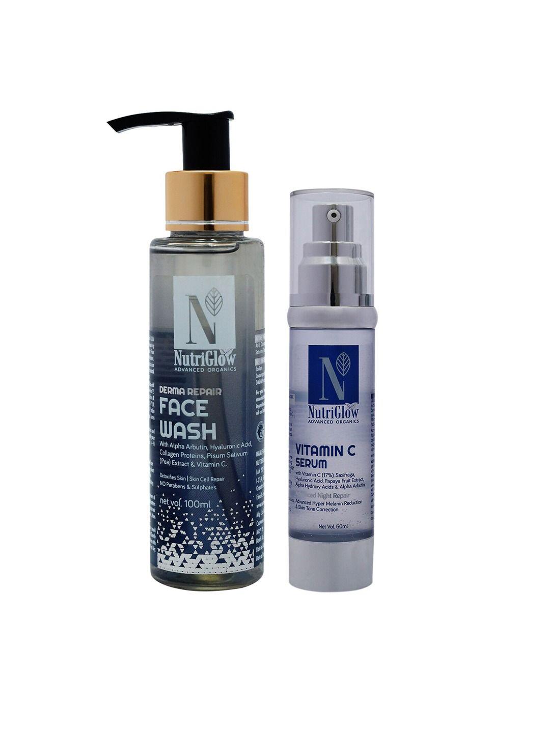 nutriglow advanced organics derma repair face wash & vitamin c serum 100 + 50 ml