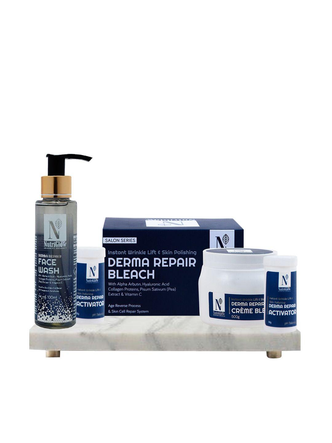 nutriglow advanced organics set of derma repair face wash 100ml & derma repair bleach 600g