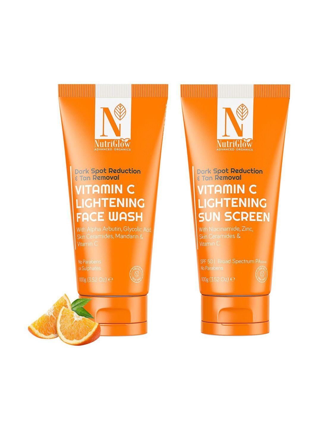 nutriglow advanced organics vitamin c lightening face wash & sunscreen beauty gift set
