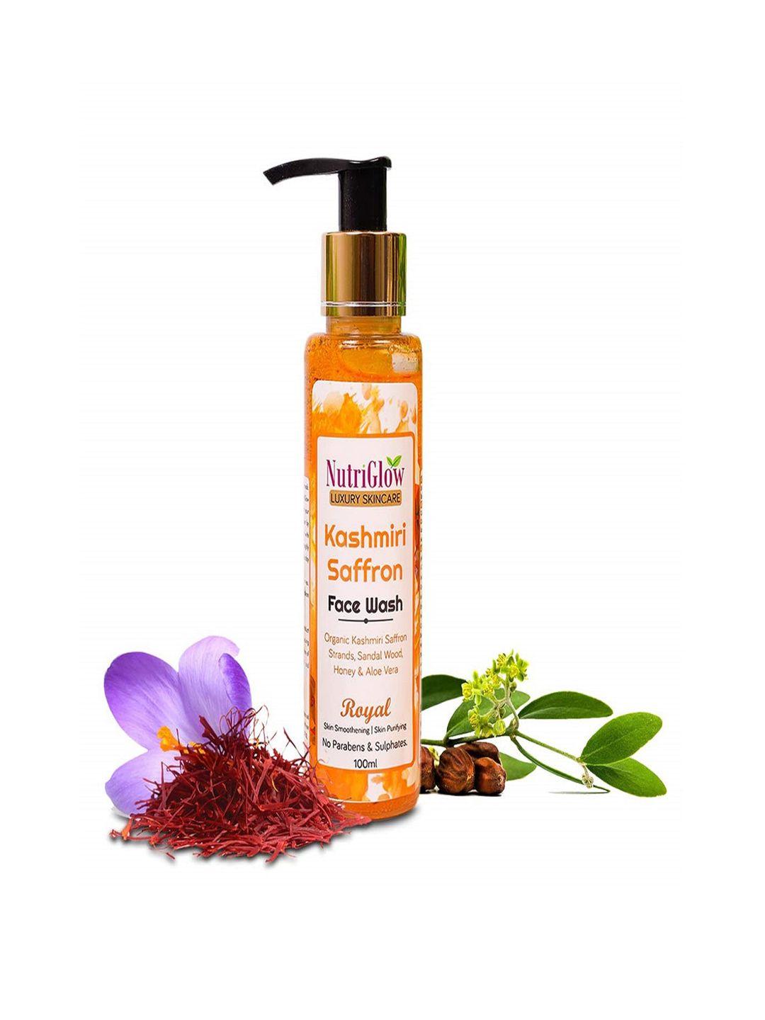 nutriglow luxury skincare kashmiri saffron sustainable face wash with honey & aloe vera - 100ml