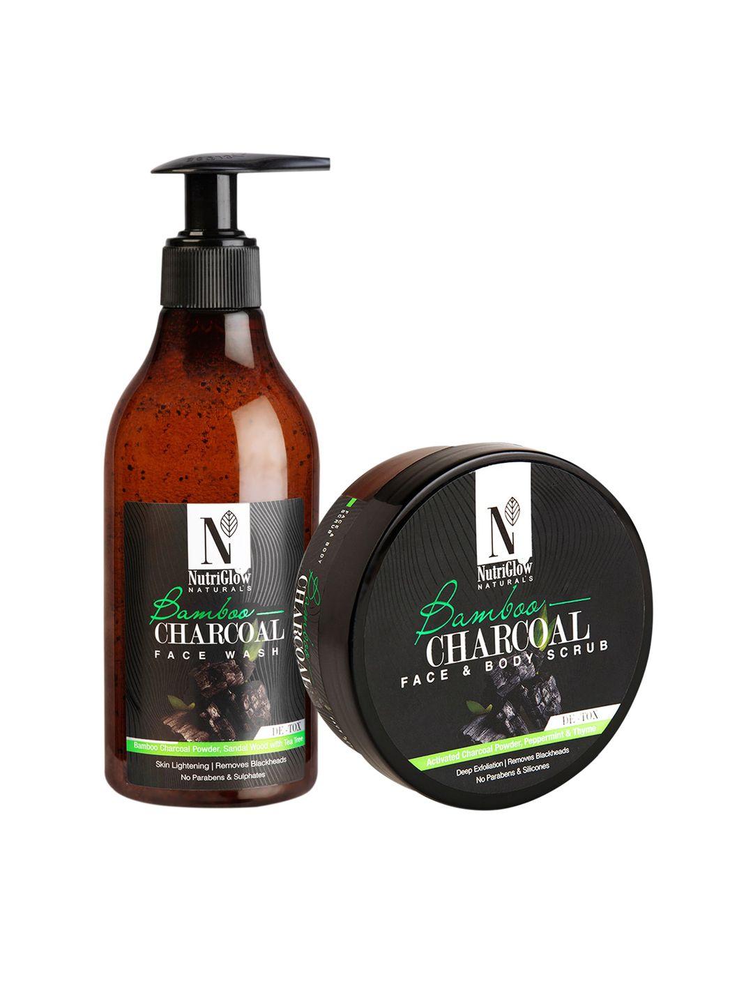 nutriglow naturals bamboo charcoal face wash scrub - 350 gm