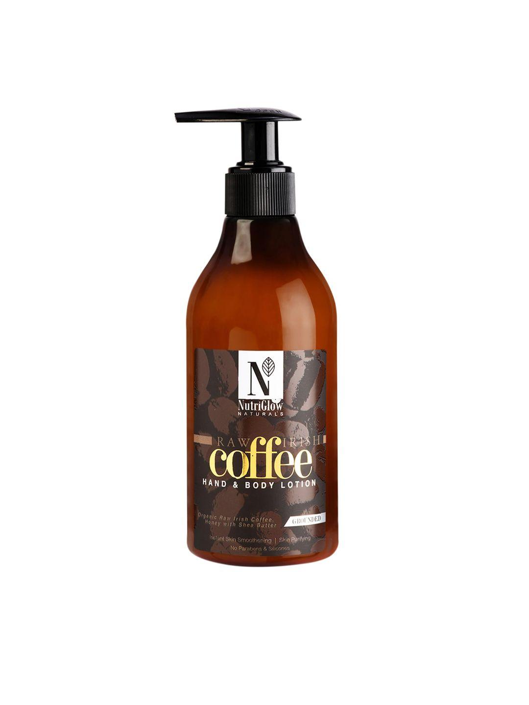 nutriglow naturals raw irish coffee sustainable hand & body lotion with honey & shea butter - 300ml