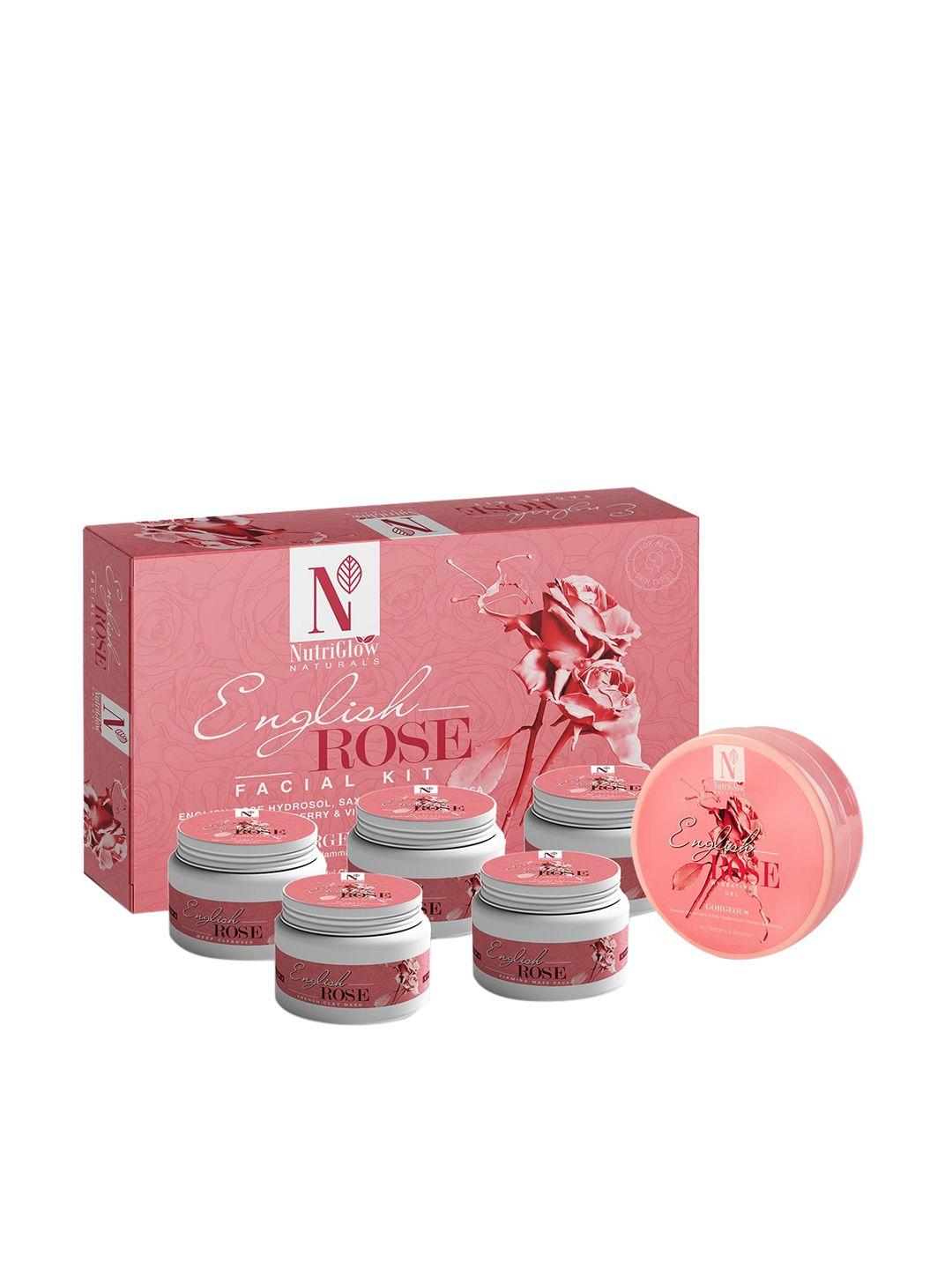 nutriglow naturals set 2 english rose facial kit 250g+10ml & hydrating gel 200g